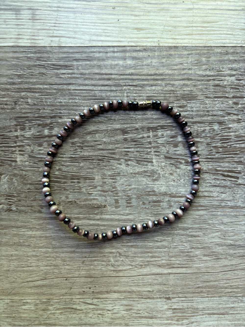 Black and pink beaded choker necklace